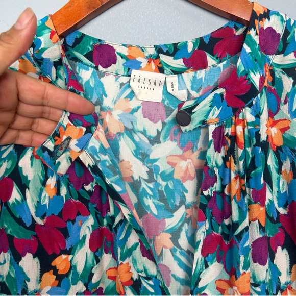 Fresha London scarlet tulips print midi dress size XS long sleeve - Picture 7 of 15